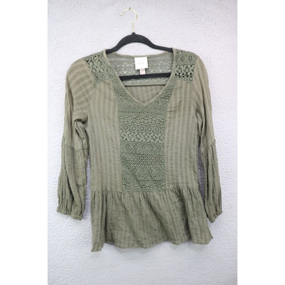 Knox Rose Long Sleeve V-Neck Tunic-Lace-Size XS-Boho